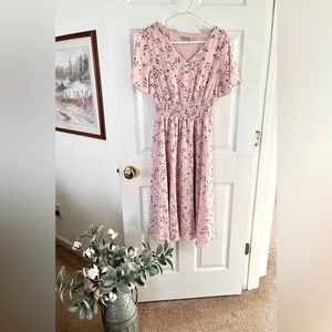 Pink floral spring dress size medium